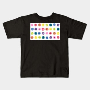 Fluffy Rainbow Monster Faces Polka Dot Kids T-Shirt